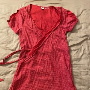 Womens red mini polka dot dress